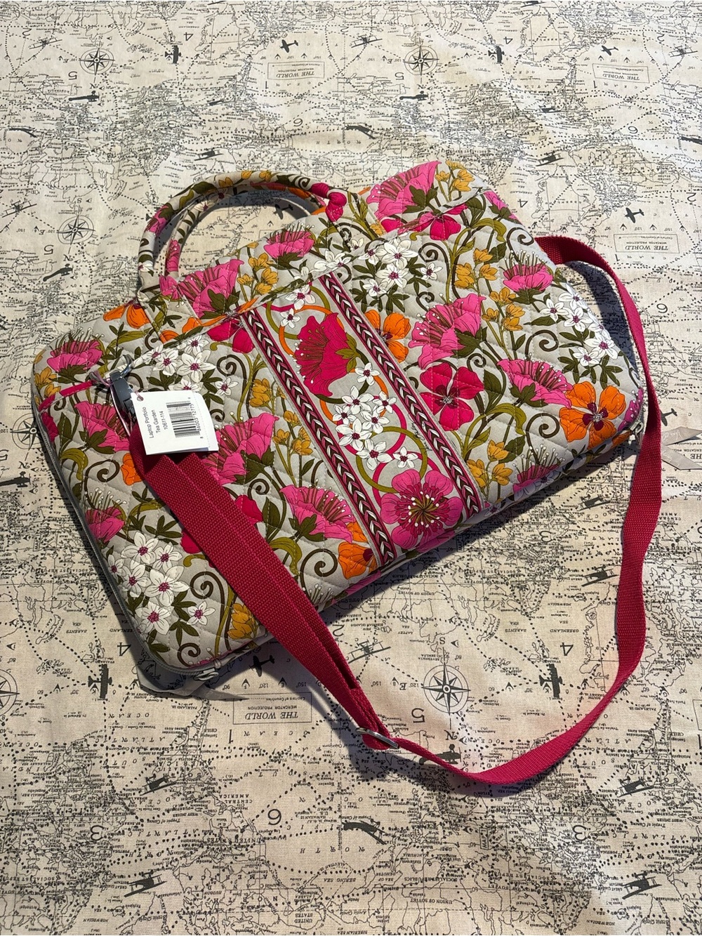 Vera Bradley Floral Quilted Laptop Bag in Pink & Orange